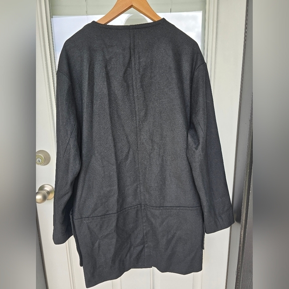 $157 Guess Wool Blend Long Jacket Women Medium Snap Buttons Black Pocket New - Picture 13 of 14